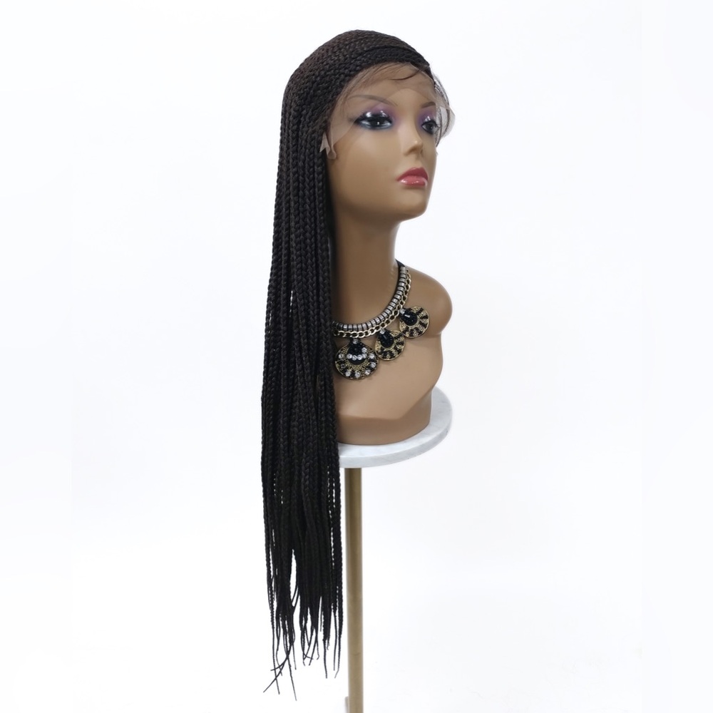 Lace Front Long Brown Braided Wig